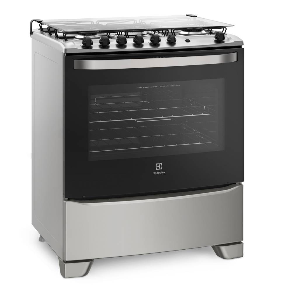 Fogao-5-Bocas-Electrolux-76USQ-Prata-Automatico-com-Tripla-Chama-e-Forno-Easy-to-Clean-Bivolt