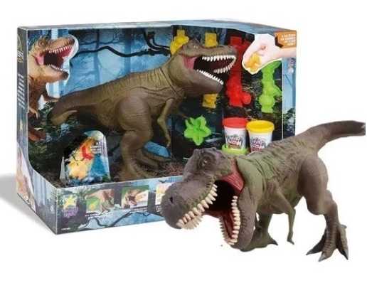 Boneco Dinossauro T-rex Ataca Com Massinha - Divertoys