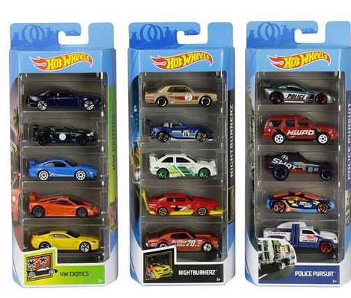 Pack Pack Flames com 5 Carrinhos Hot Wheels Gtn48 Mattel