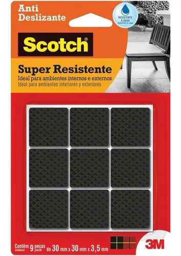 Protetor Anti-Deslizante Preto Quadrado Scotch G 30mmx30mmx3,5mm 9und