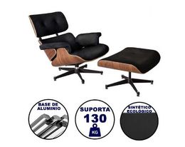POLTRONA-COM-PUFF-CHARLES-EAMES-PRETO-BASE-ALUMINIO
