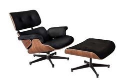 POLTRONA-COM-PUFF-CHARLES-EAMES-PRETO-BASE-ALUMINIO