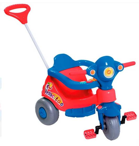 Triciclo Infantil Calesita Velocita - 2 em 1 - Pedal e Passeio com Aro - Vermelho/Azul