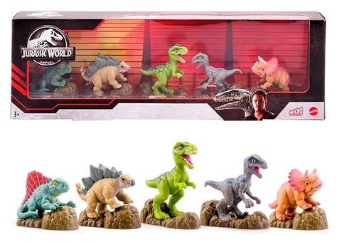 Mini figuras conjunto 5 dinossauros jurassic world - gxw45 mattel