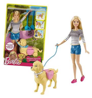 Boneca Barbie Caminhada com o Filhote Pup Mattel DWJ68