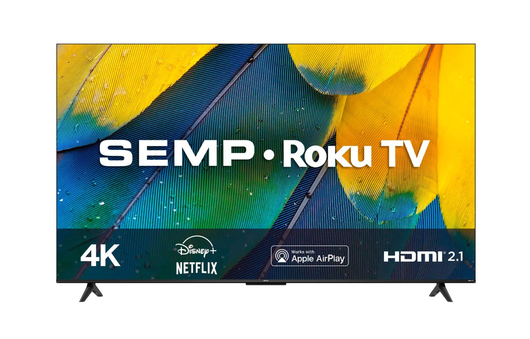SMART LED TV 50¿ ROKU SEMP 4K UHD RK8600 Wifi dual band, com controle por aplicativo, compatível com Google Assistant, Alexa e Apple homekit