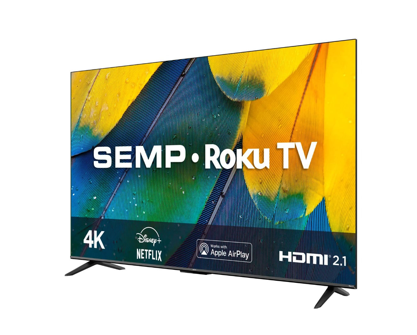 SMART LED TV 50¿ ROKU SEMP 4K UHD RK8600 Wifi dual band, com controle por aplicativo, compatível com Google Assistant, Alexa e Apple homekit
