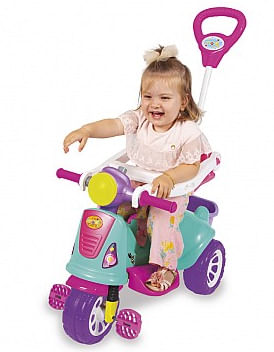 Triciclo Infantil Maral Retrô Com Empurrador Pink