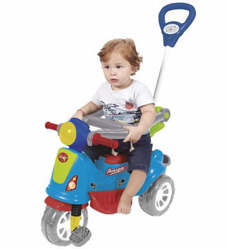 Triciclo Infantil Maral Retrô Com Empurrador Colorido