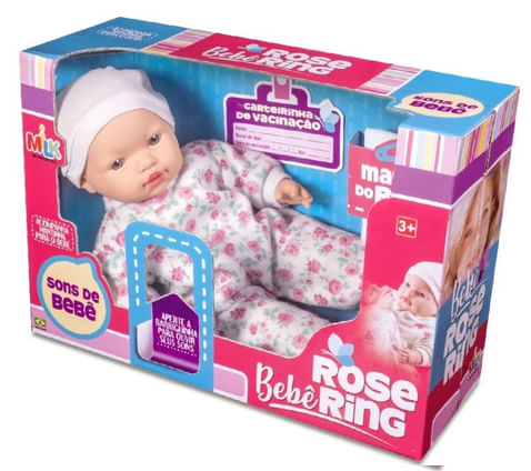 Boneca Bebê Rose Ring Menina Com Som 38 Cm