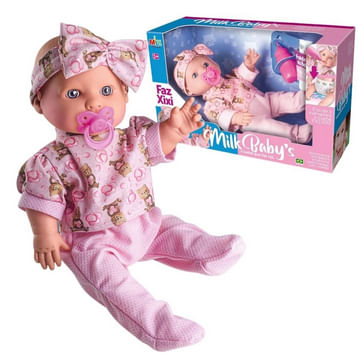 Boneca-Milk-Babys-Faz-Xixi-com-Mamadeira-e-Chupeta-Milk