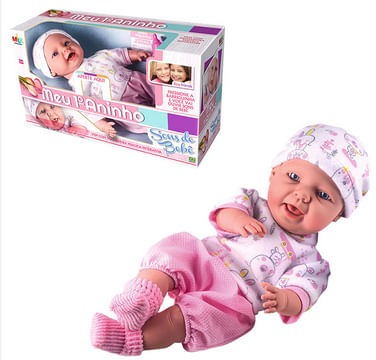 Boneca Meu Primeiro Aninho com Sons de Bebê Milk Brinquedos
