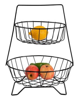 Fruteira-de-Mesa-2-Andares-com-pedestal-Preta