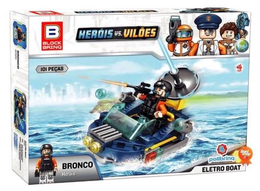 Brinquedo De Encaixe Heróis vs Vilões Bronco 101 Peças Aventuras Na Água + De 4 Anos Macro - BM006