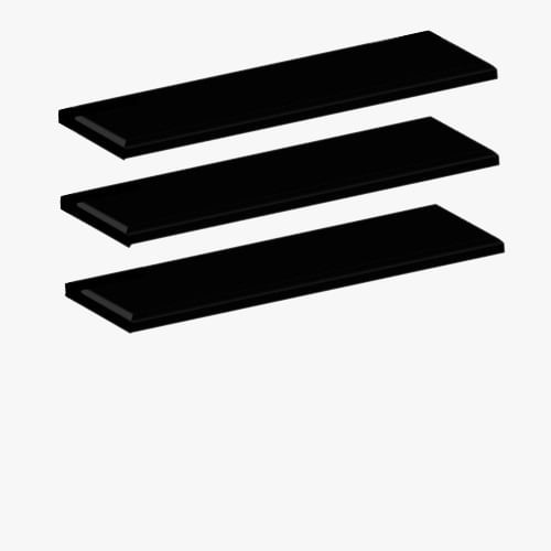 Kit de prateleira reta Linha Decorare, na cor preta com 3 peças