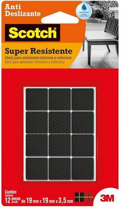 Protetor Anti-Deslizante Preto Quadrado Scotch P 19mmx19mmx3,5mm 12und