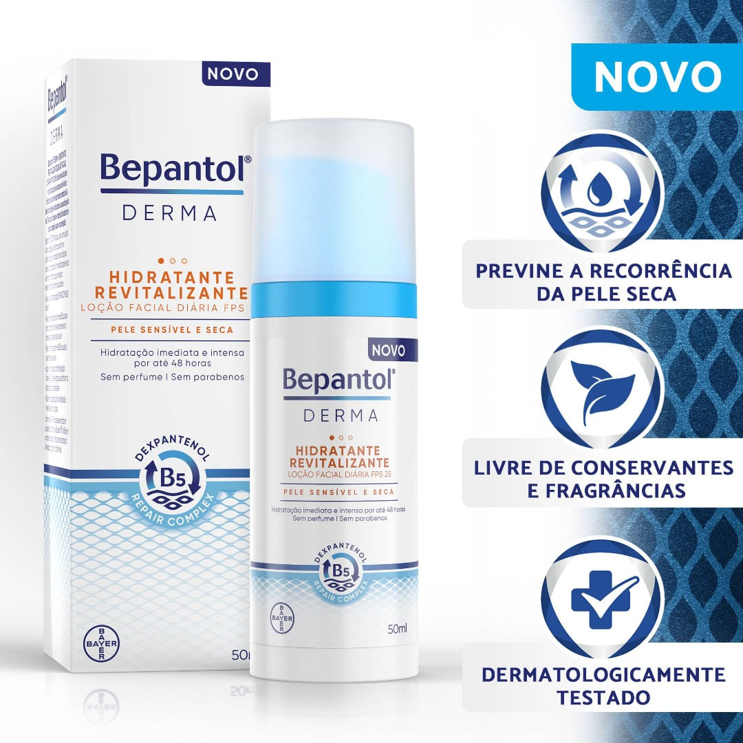 Bepantol Derma Hidratante Revitalizante Loção Facial Diária FPS25 50ml