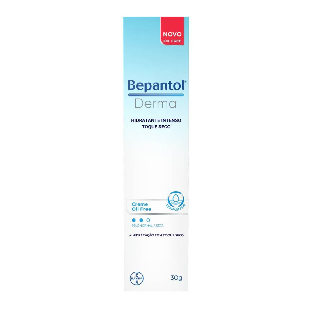 Bepantol Derma Creme Hidratante Toque Seco Oil Free 30g, Pele Normal a Seca.