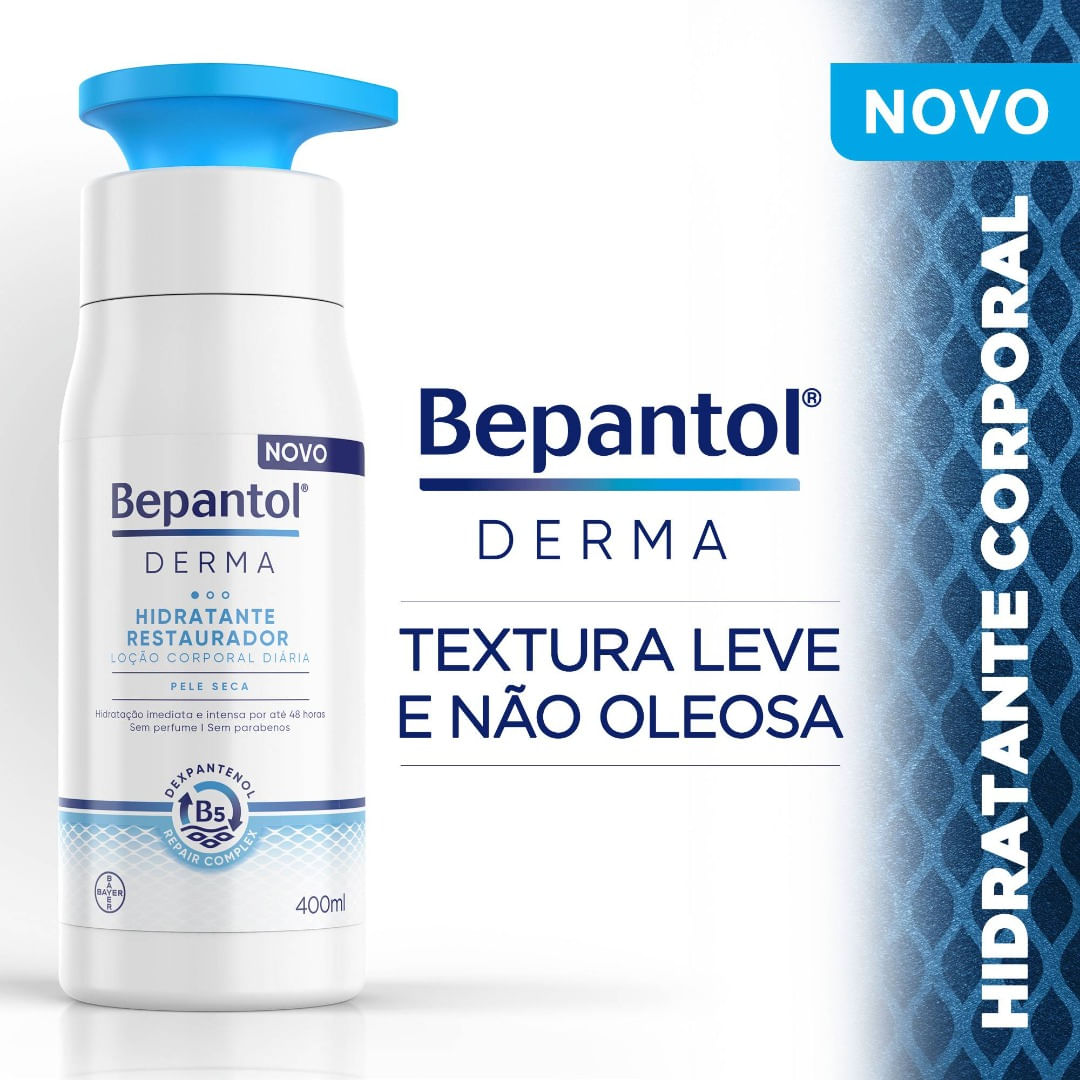 Bepantol Derma Hidratante Restaurador Loção Corporal Diária 400ml, Pele Seca