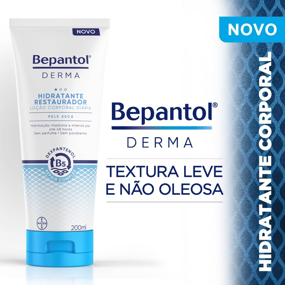 Bepantol Derma Hidratante Restaurador Loção Corporal Diária 200ml, Pele Seca