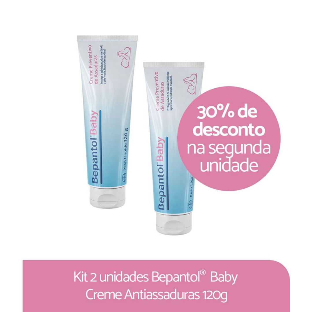 Kit Bepantol Baby Creme Antiassaduras Para Bebês, 120g com 30% off na Segunda Unidade