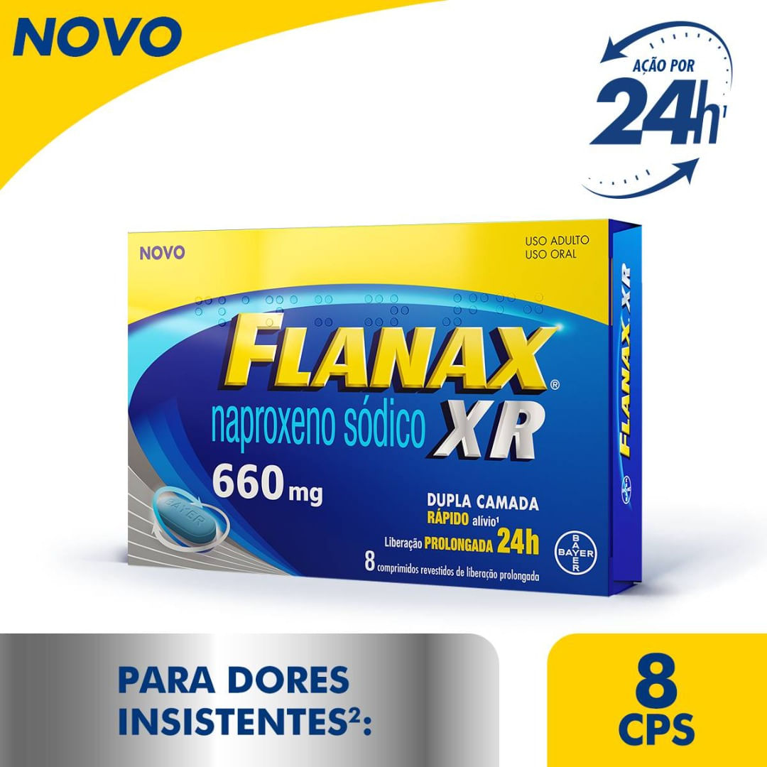 Flanax XR 660mg 8 Comprimidos Revertidos de Liberação Prolongada