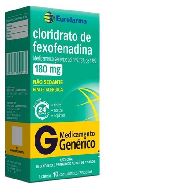 Fexofenadina 180mg 10 Comprimidos Revertidos - Eurofarma Genérico