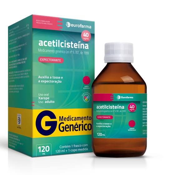 Acetilcisteína 40mg/ml Xarope Adulto 120ml - Eurofarma Genérico