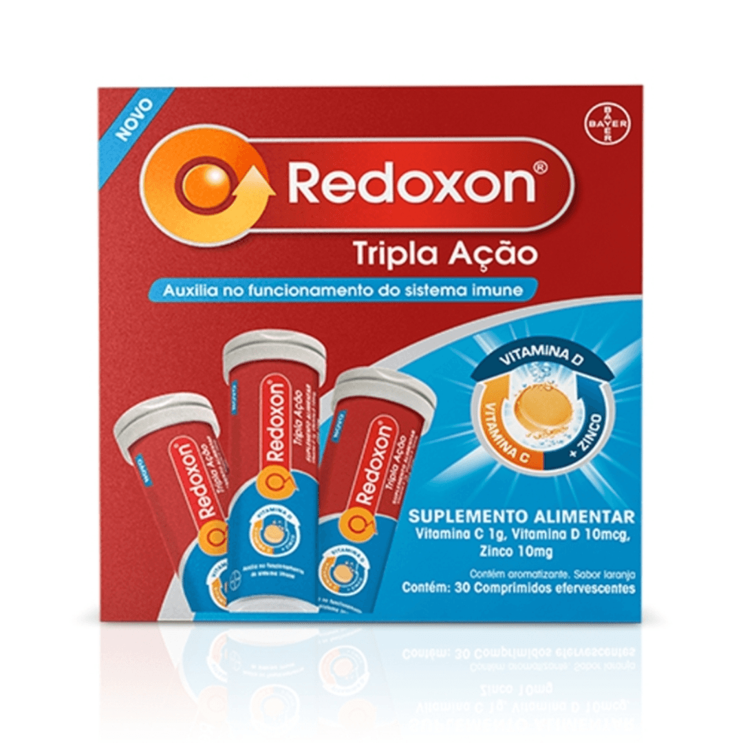 Redoxon Tripla Ação Vitamina C, D e Zinco 30 Comprimidos Efervescentes Sabor Laranja