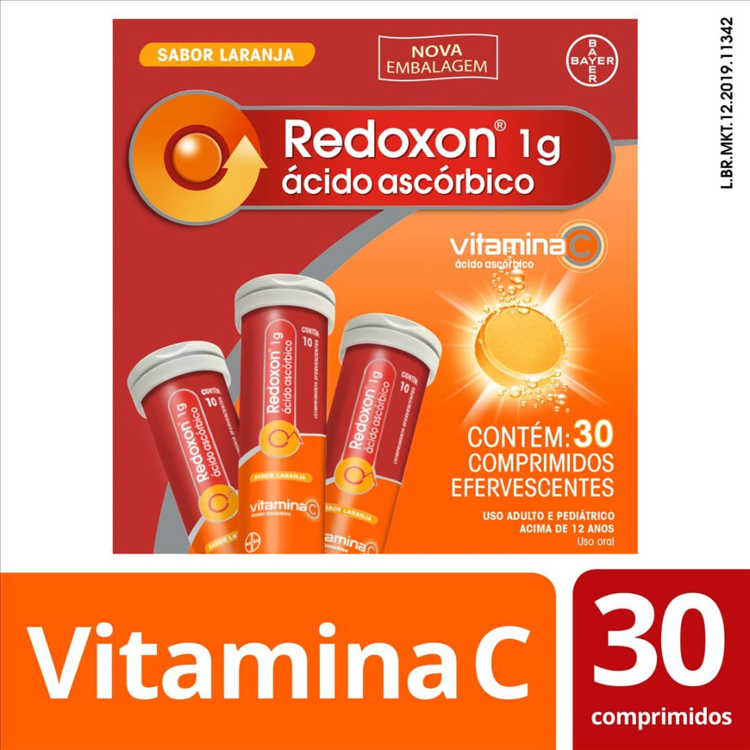 Redoxon 1G Vitamina C 30 Comprimidos Efervescentes Sabor Laranja