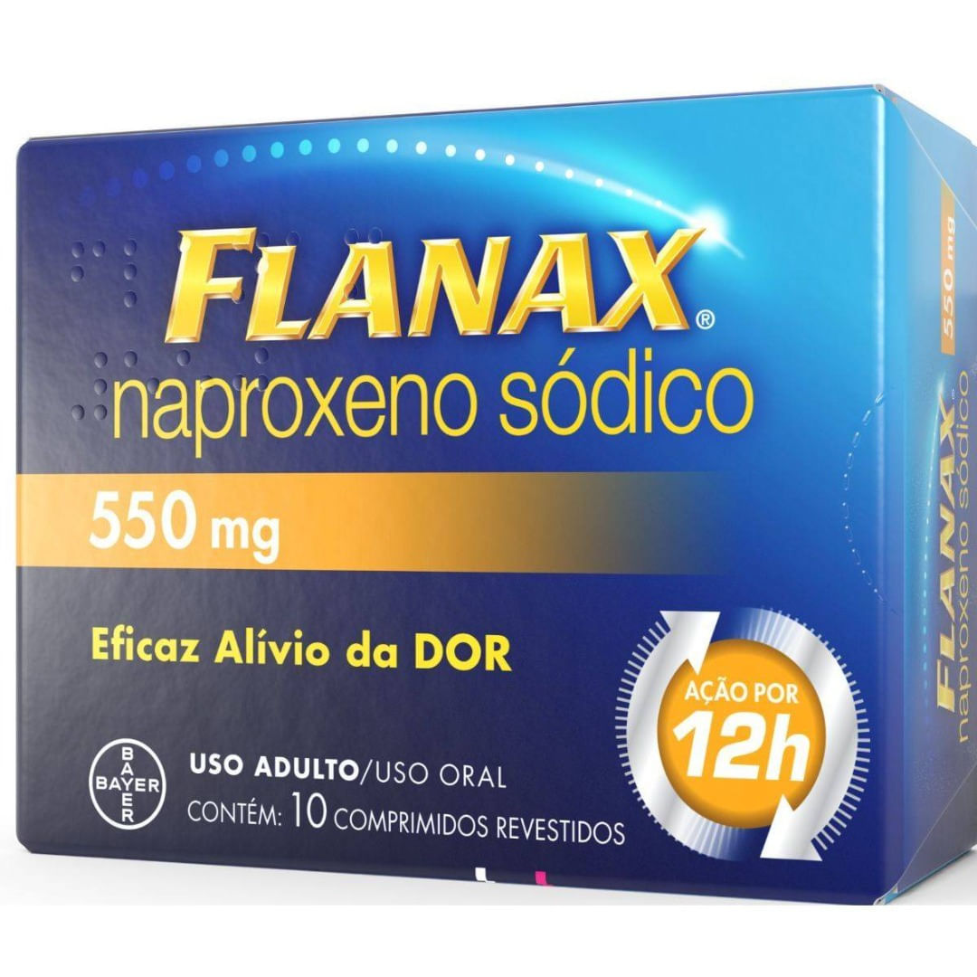 Analgésico Flanax 550mg Bayer  Dores Intensas  com 10 Comprimidos