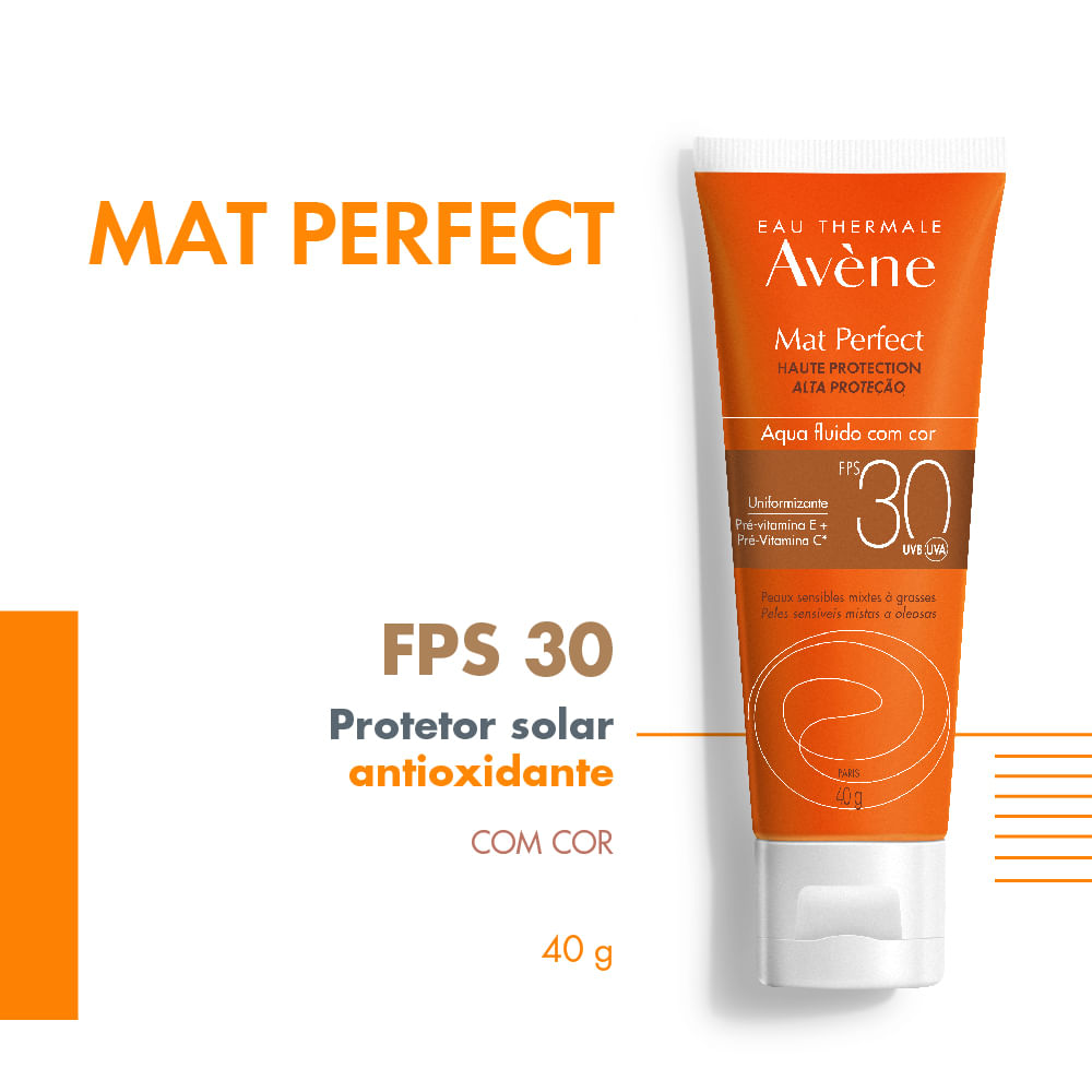 Protetor Solar Facial Avène Mat Perfect FPS30 40g Com Cor