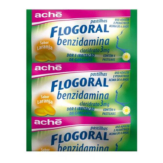 Flogoral 3mg 4 Pastilhas Sabor Laranja