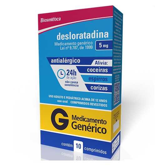 Desloratadina 5mg 10 Comprimidos Revertidos - Biosintética Genérico