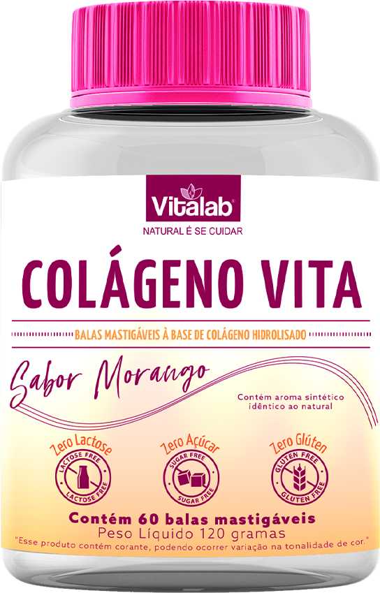 Colágeno 60 Balas Mastigáveis Morango - Vitalab