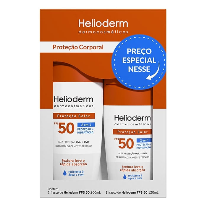 Protetor Solar Corporal Helioderm Suncare FPS50 200ml+Helioderm 120ml