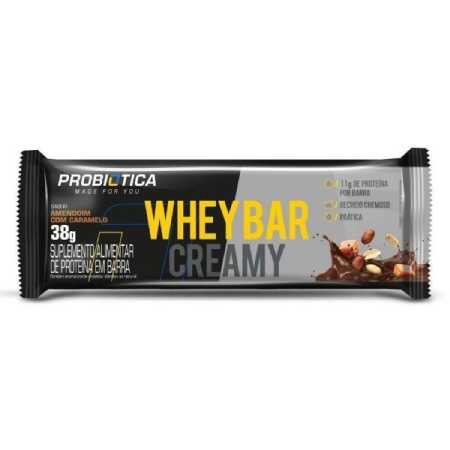 Whey Bar Creamy 38g Amendoim/Caramelo-Probiótica