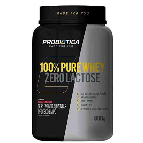 100% Pure Whey Zero Lactose 900g Morango-Probiótica