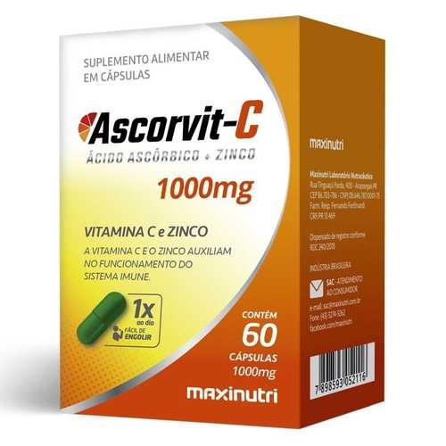 Ascorvit-C 1g Zinco 60 Cápsulas