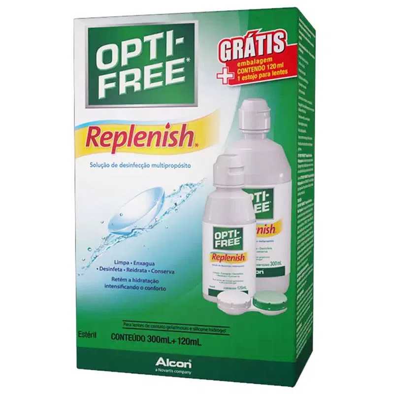 Opti-Free Replenish 300ml+120ml+Estojo