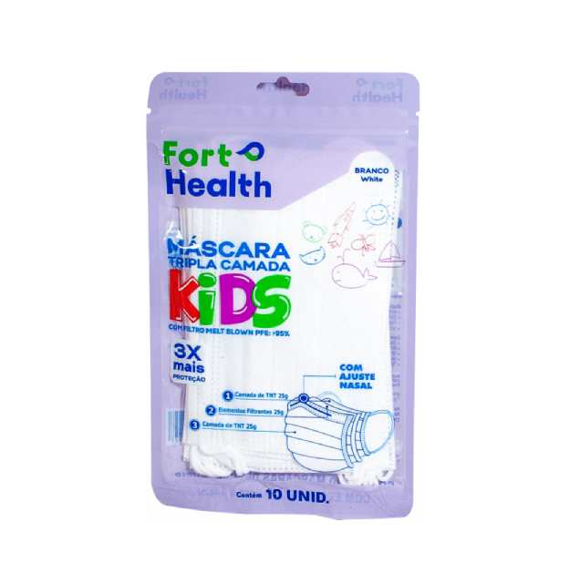 Mascara-Descartavel-Tripla-Kids-10-Unidades-Branca-Fort-Healt