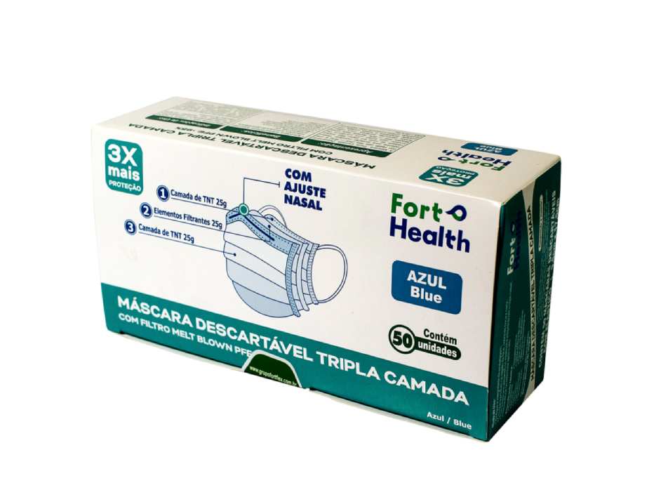 Mascara-Descartavel-Tripla-50-Unidades-Azul-Fort-Healt
