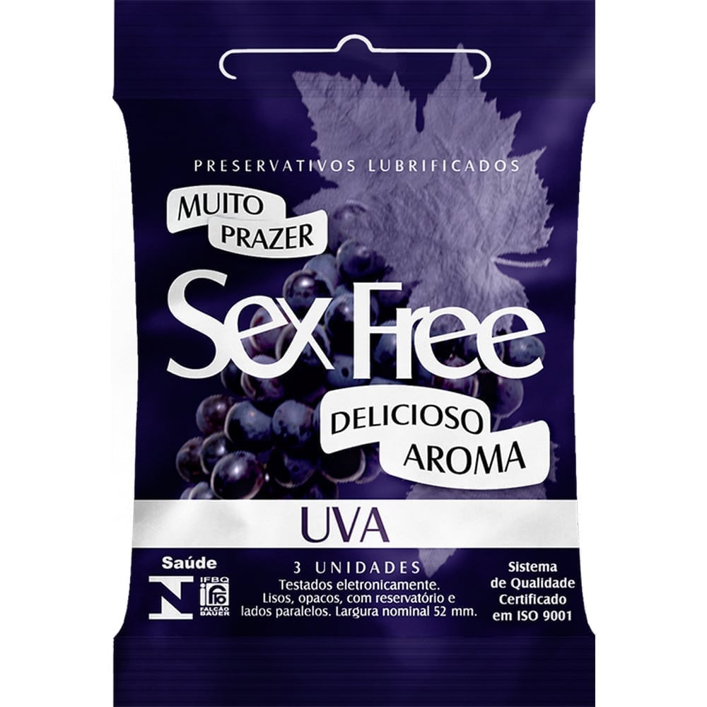 Preservativo Sex Free Uva 3 Unidades