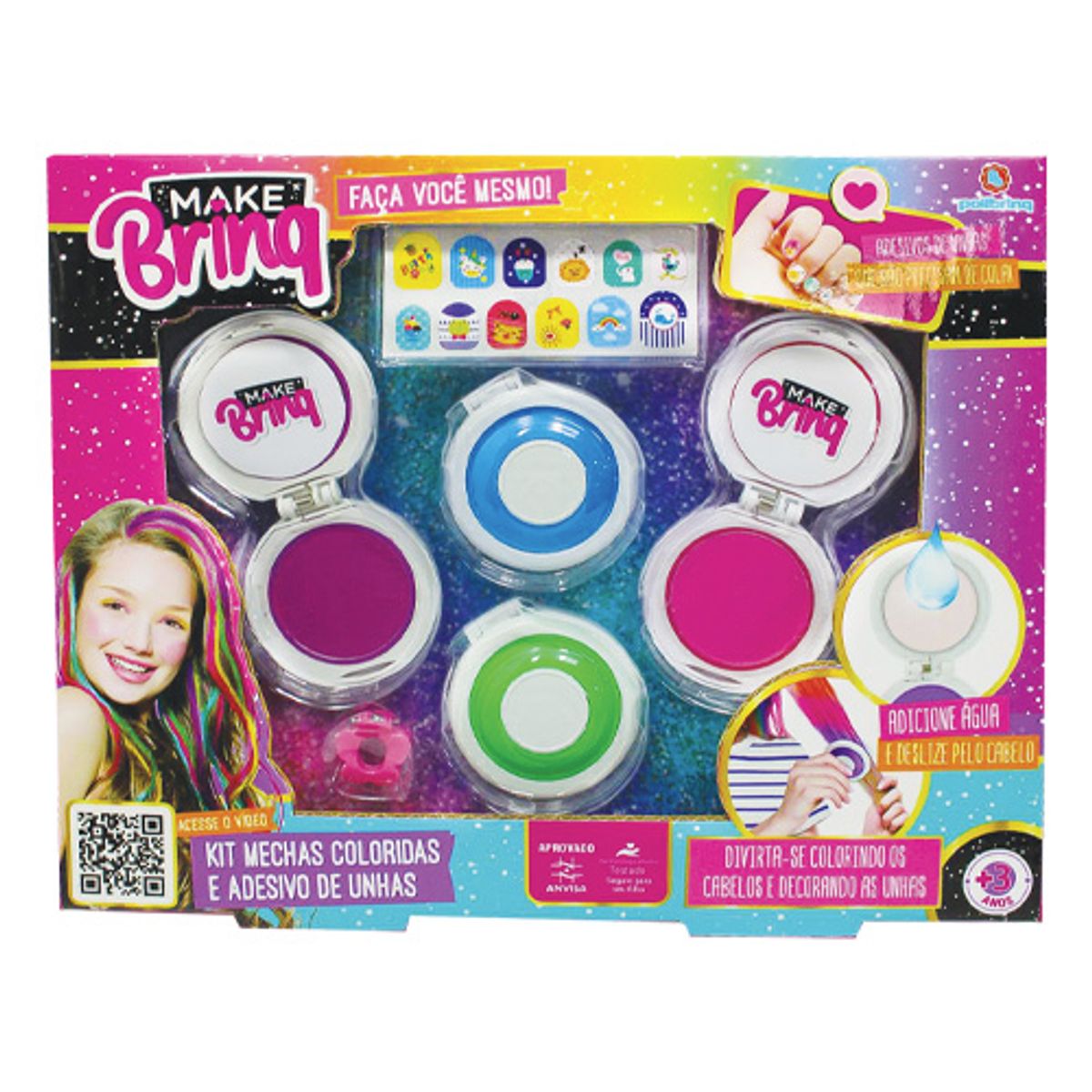 Kit-Mechas-Coloridas-E-Adesivos-De-Unhas-Infantil-Mk49---Polibrink-0
