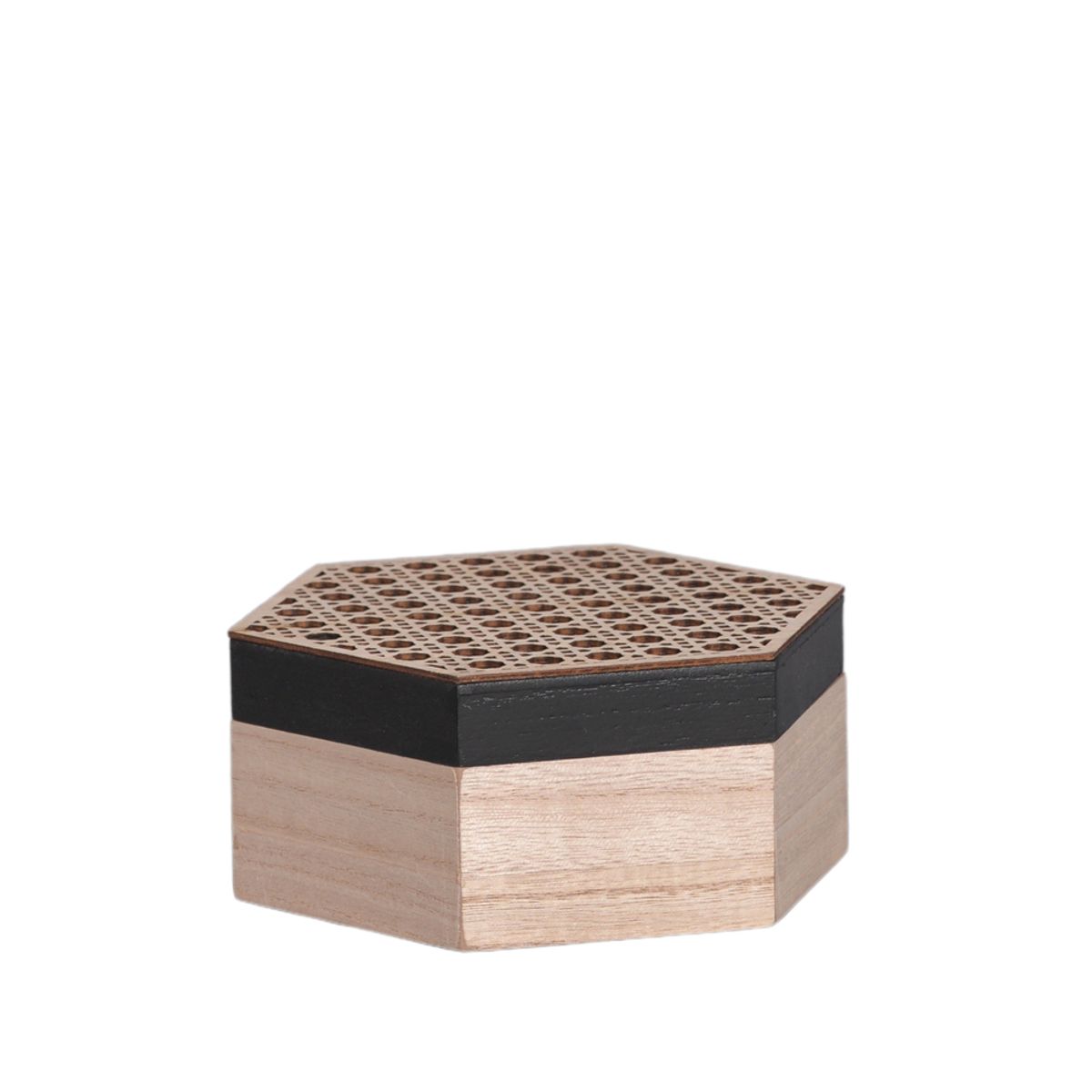 Caixa-Hexagonal-Bee-Madeira-Preto-17x7x15-Mdf---Mai-Home-0
