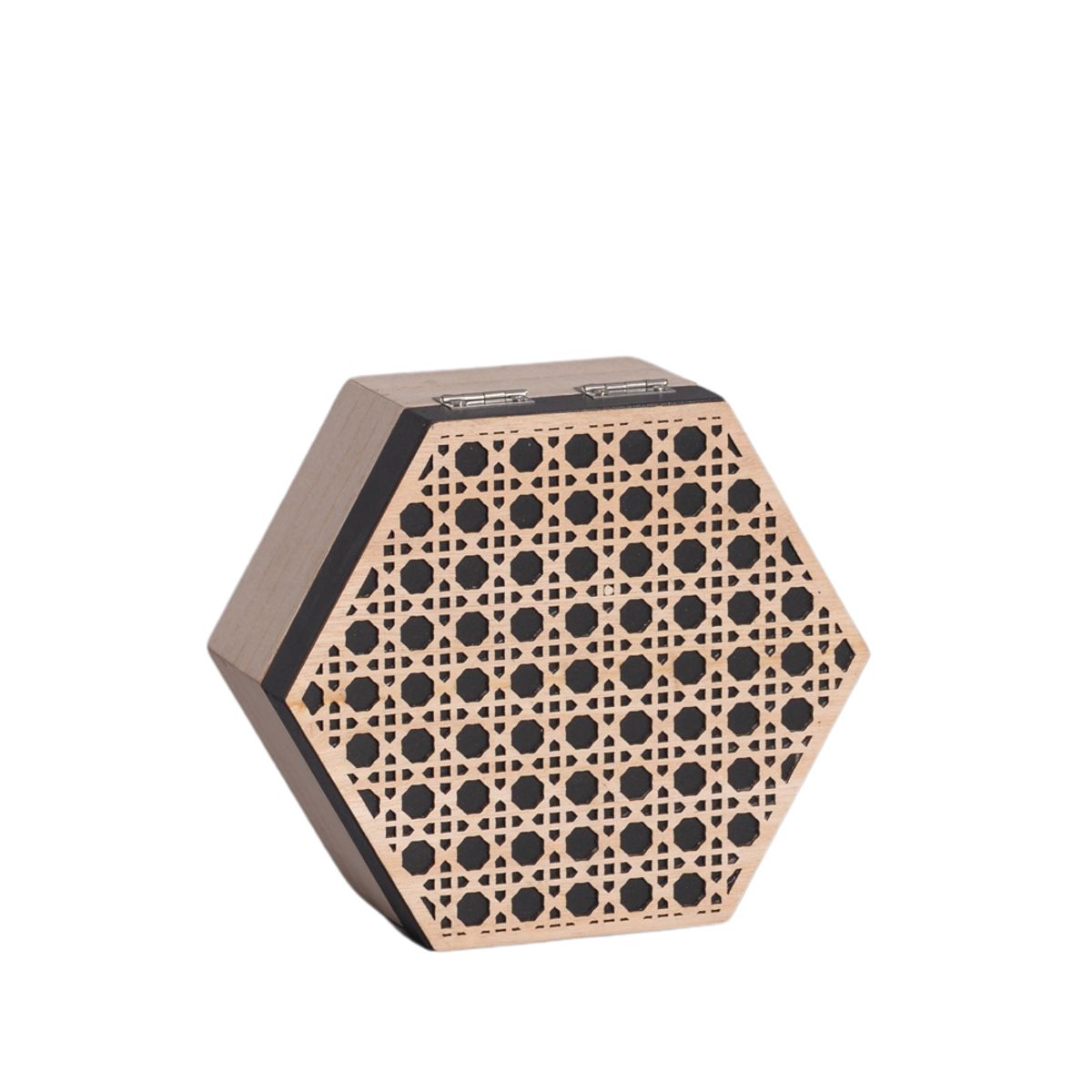 Caixa-Hexagonal-Bee-Madeira-Preto-17x7x15-Mdf---Mai-Home-1