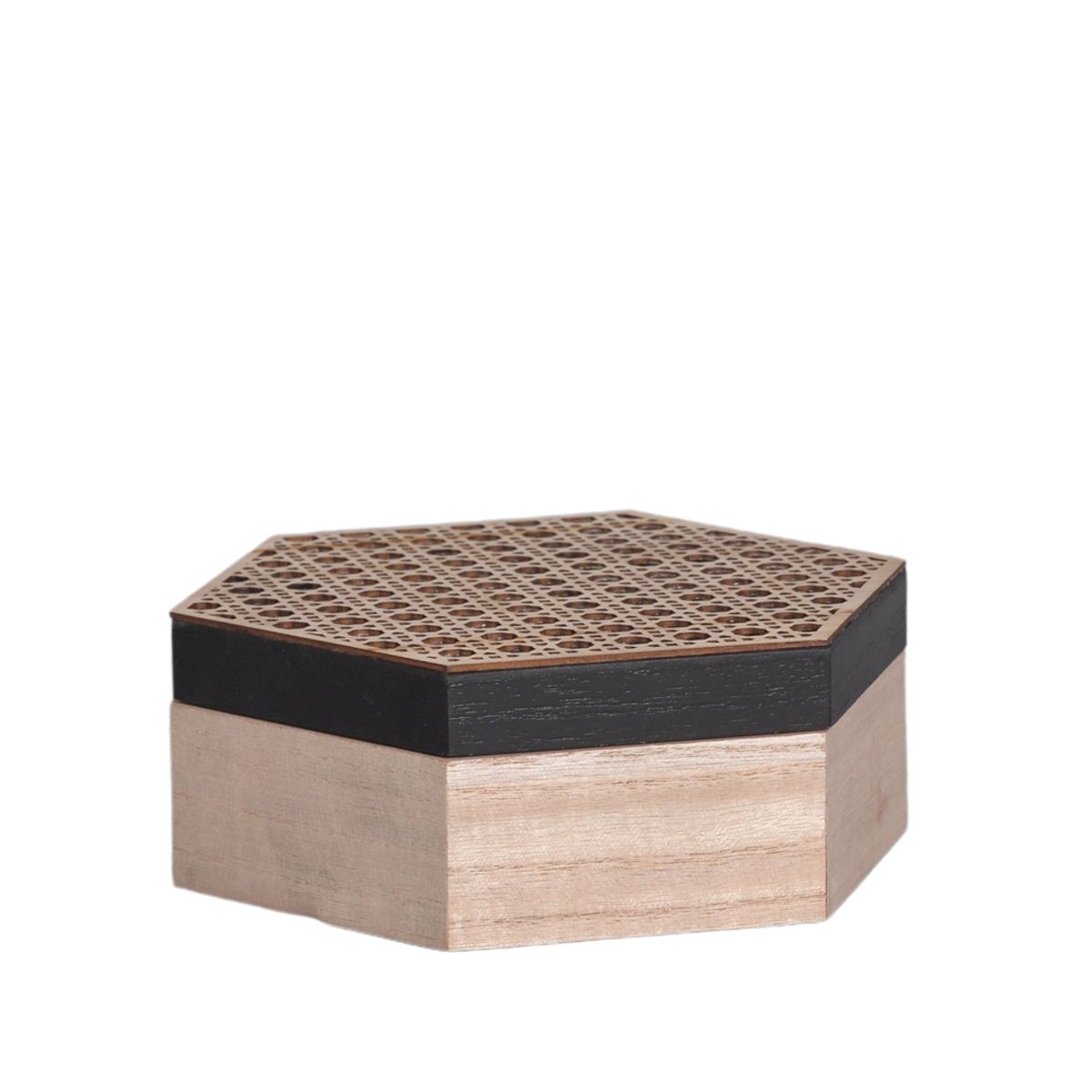 Caixa-Hexagonal-Bee-Madeira-Preto-21x7x18-Mdf---Mai-Home-0