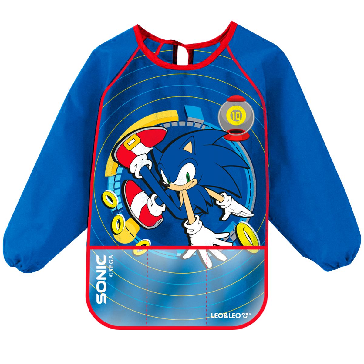 Avental-Infantil-Com-Bolso-E-Manga-Comprida-Sonic---Blister-Com-1-Unidade---Leo-Leo-0