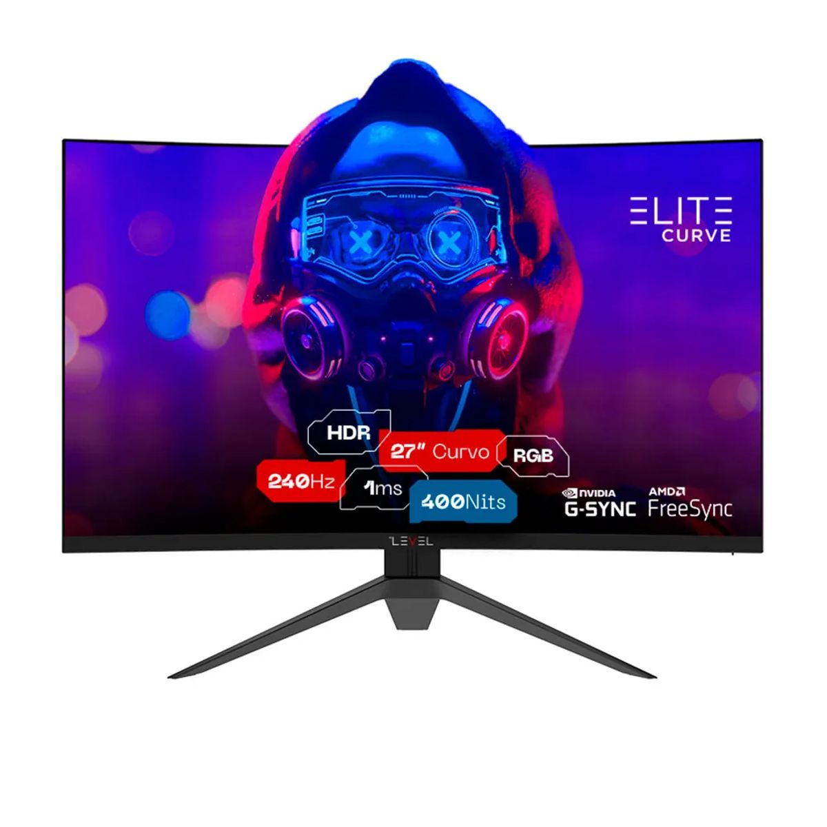 Monitor-Gamer-Level-Elite-Curve-27--Eled--240hz--1ms--Hdr--Freesync-E-G-Sync---L2717rec-Preto-0