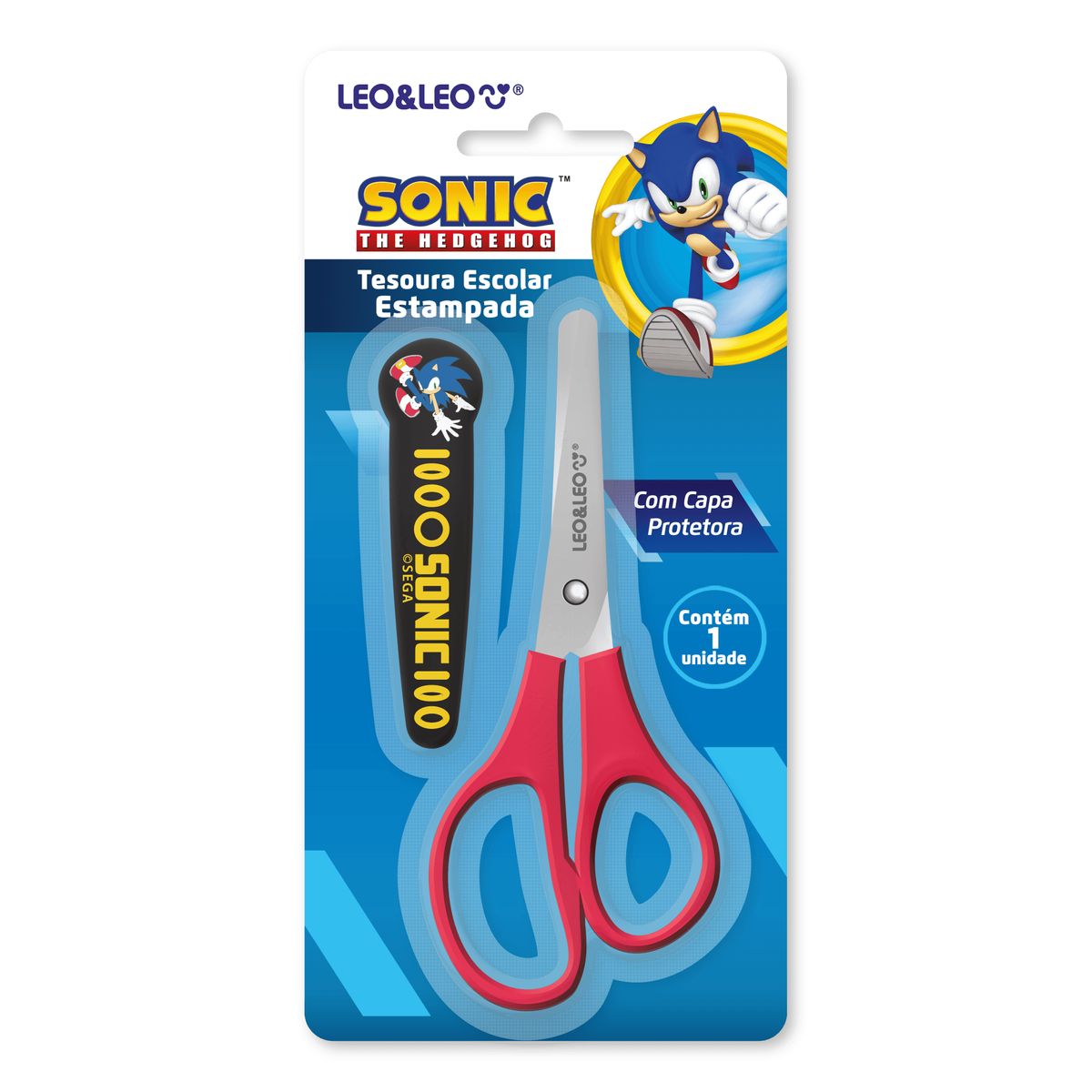 Tesoura-Escolar-Estampada-Com-Capa-Sonic---Blister-C--1-Und---Leo-Leo-0
